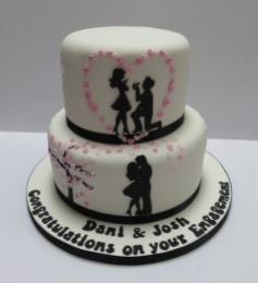 Romantic engagement cake